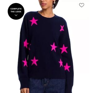 AQUA 100% Cashmere Star Sweater, black & gray